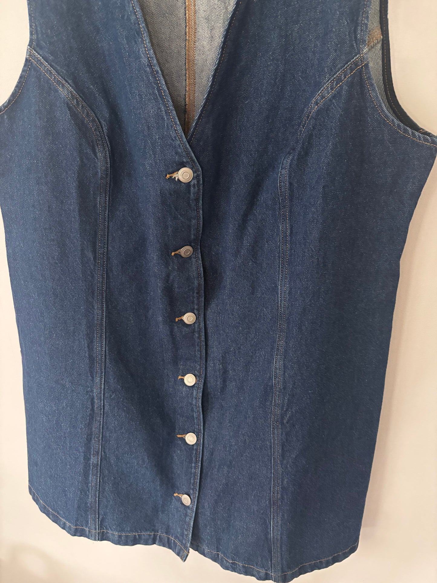 H&M Denim Sleeveless Button Front Vest Dress | Sz XL