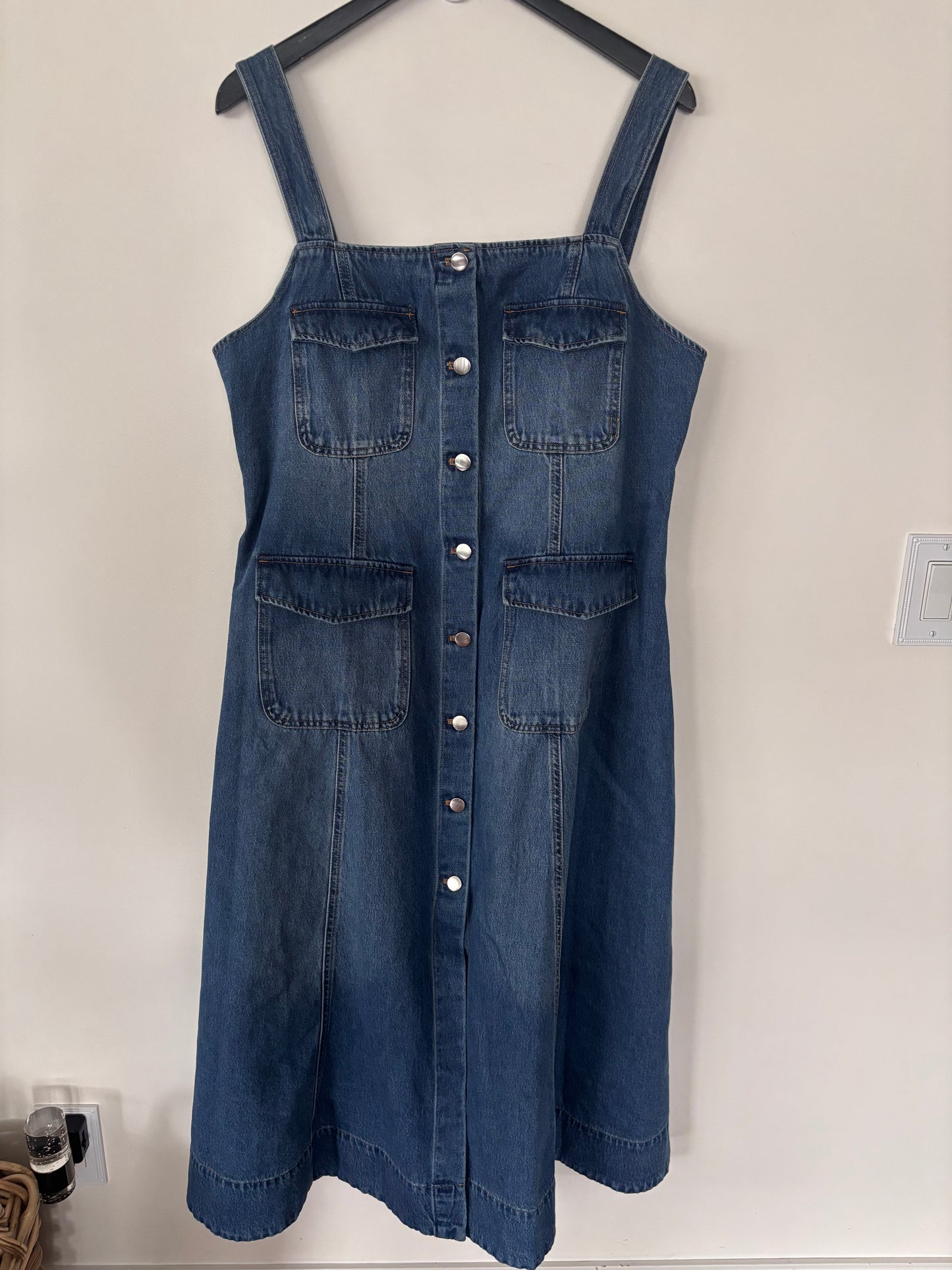 H&M Button-Front Denim Flared Dress | Sz Large