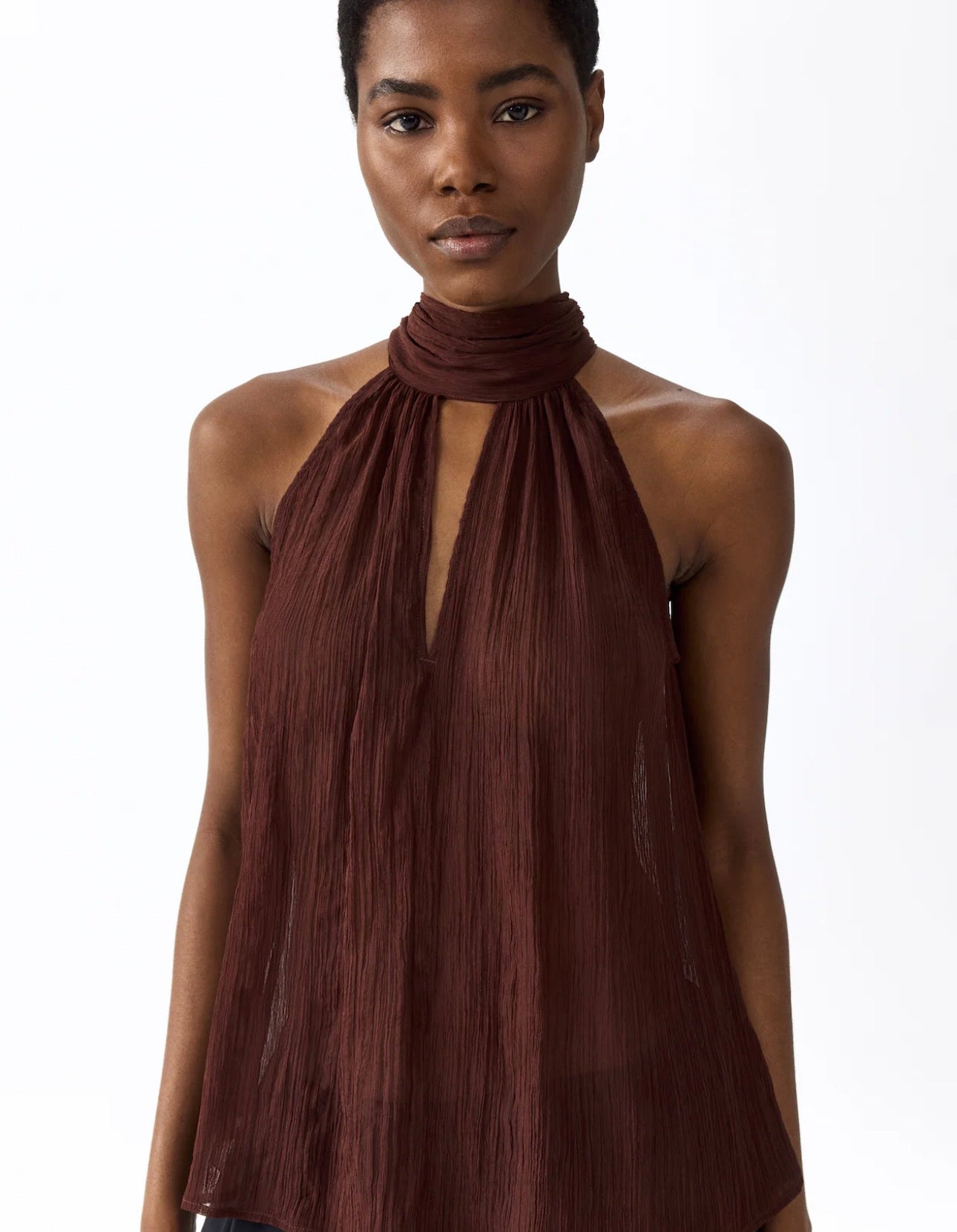 H&M Chiffon Scarf Collar Top NWT | Sz Large