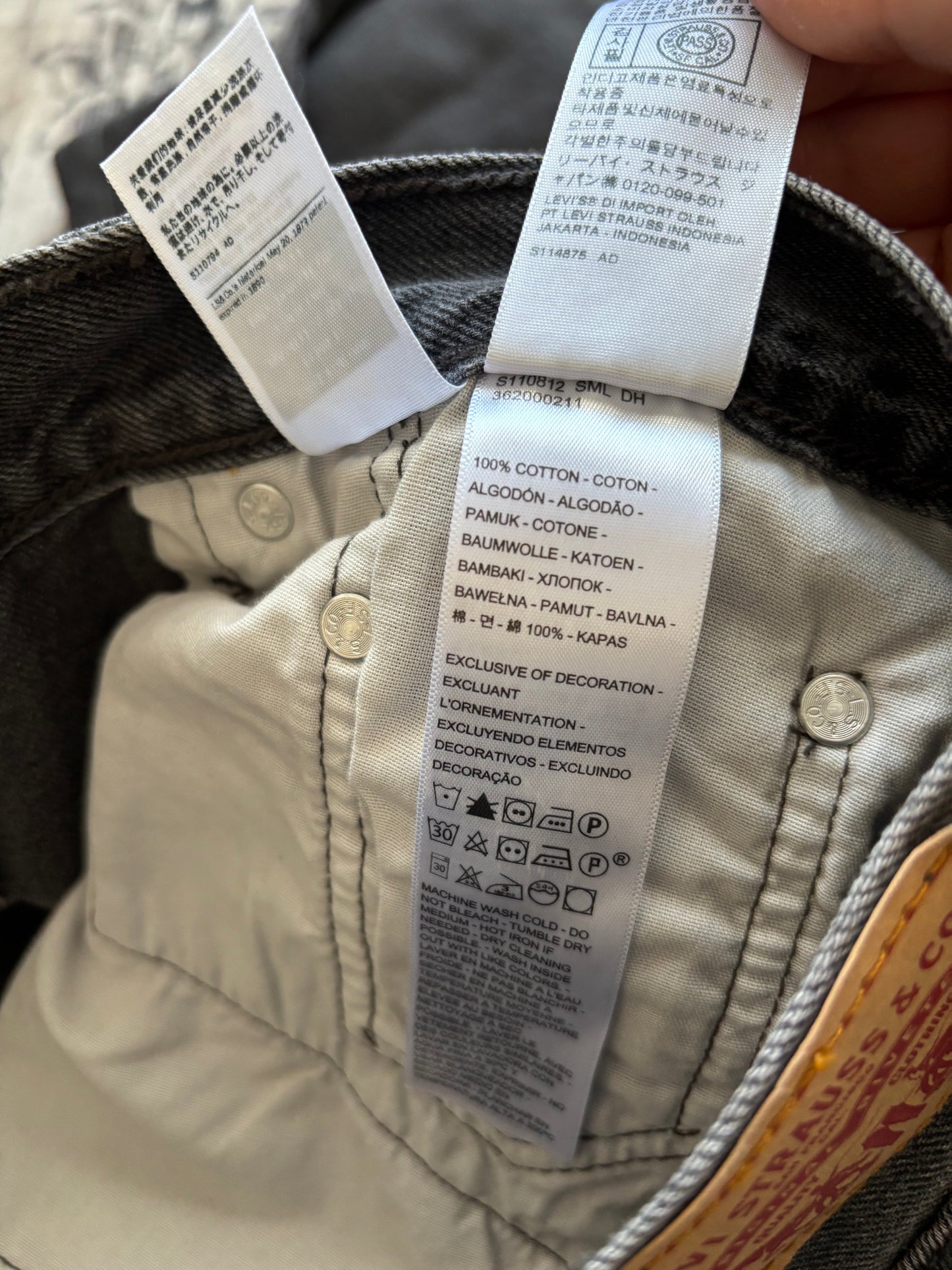 Levi's 501 Washed Black/Grey Straight Leg Cropped Jeans | Sz 28 (N249W7)