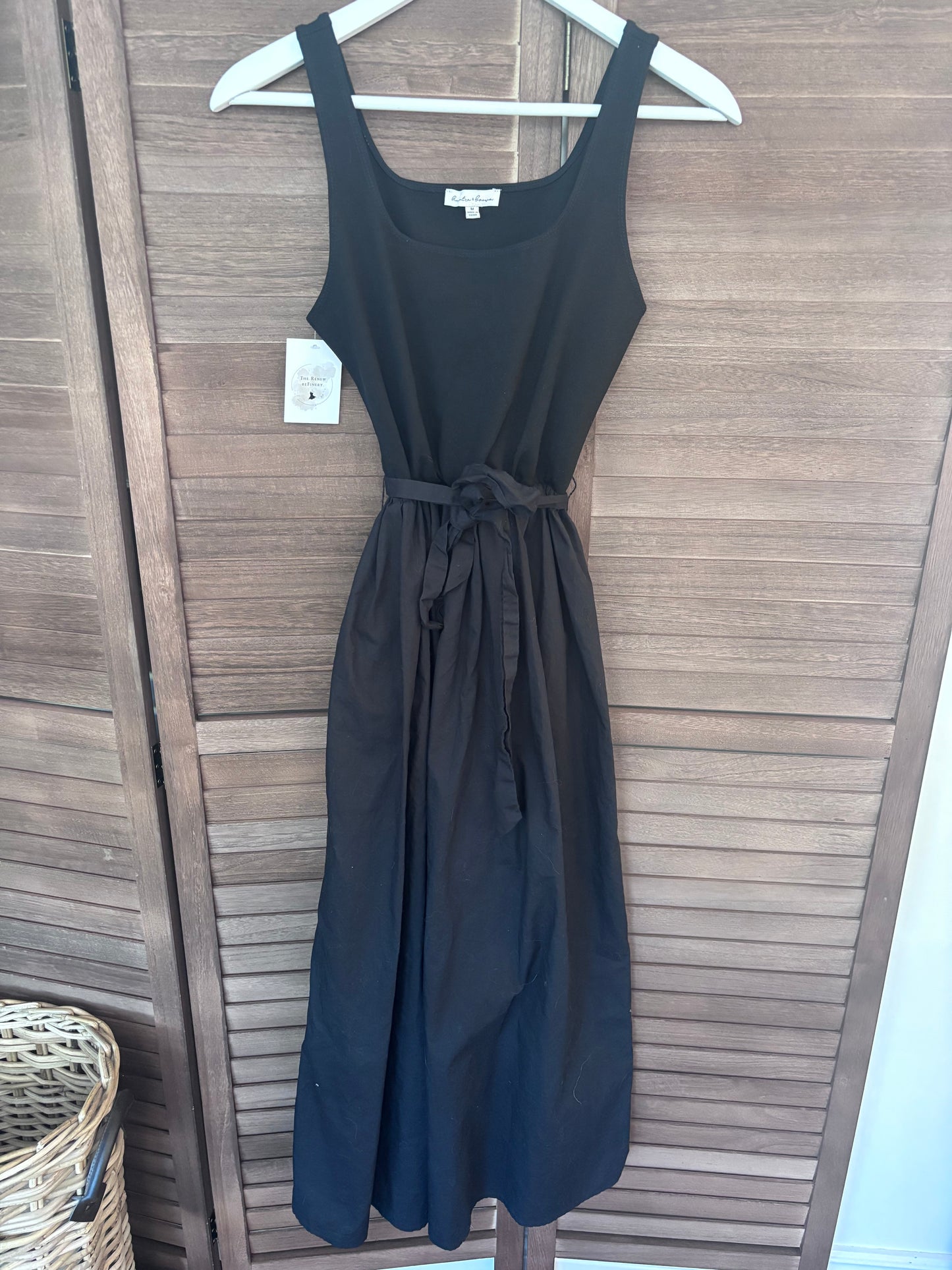 Hunter & Brown Black Dress with Tie Belt | Sz Medium (slightly small fit)