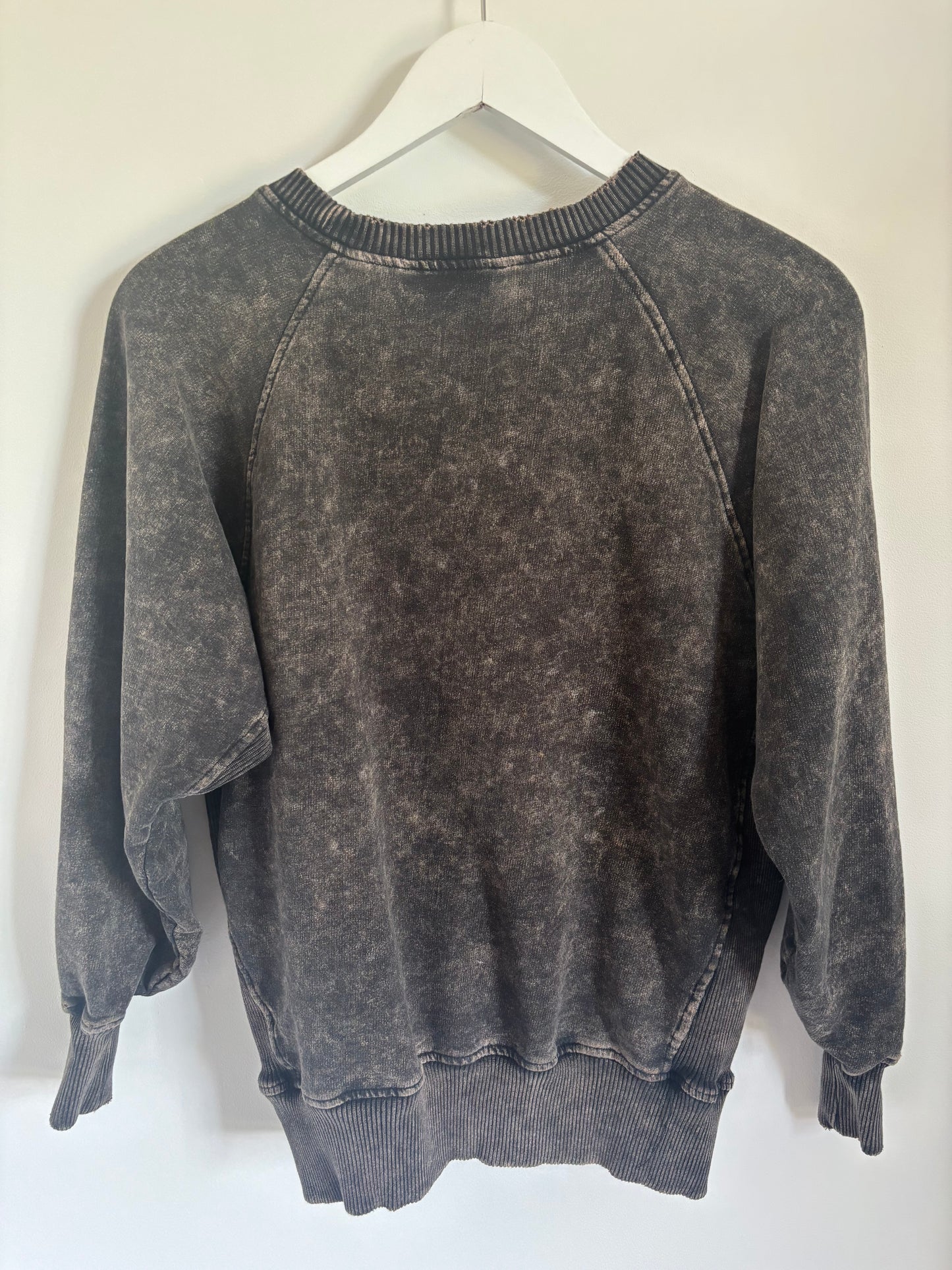 Zenana Acid Wash Black Sweater | Medium