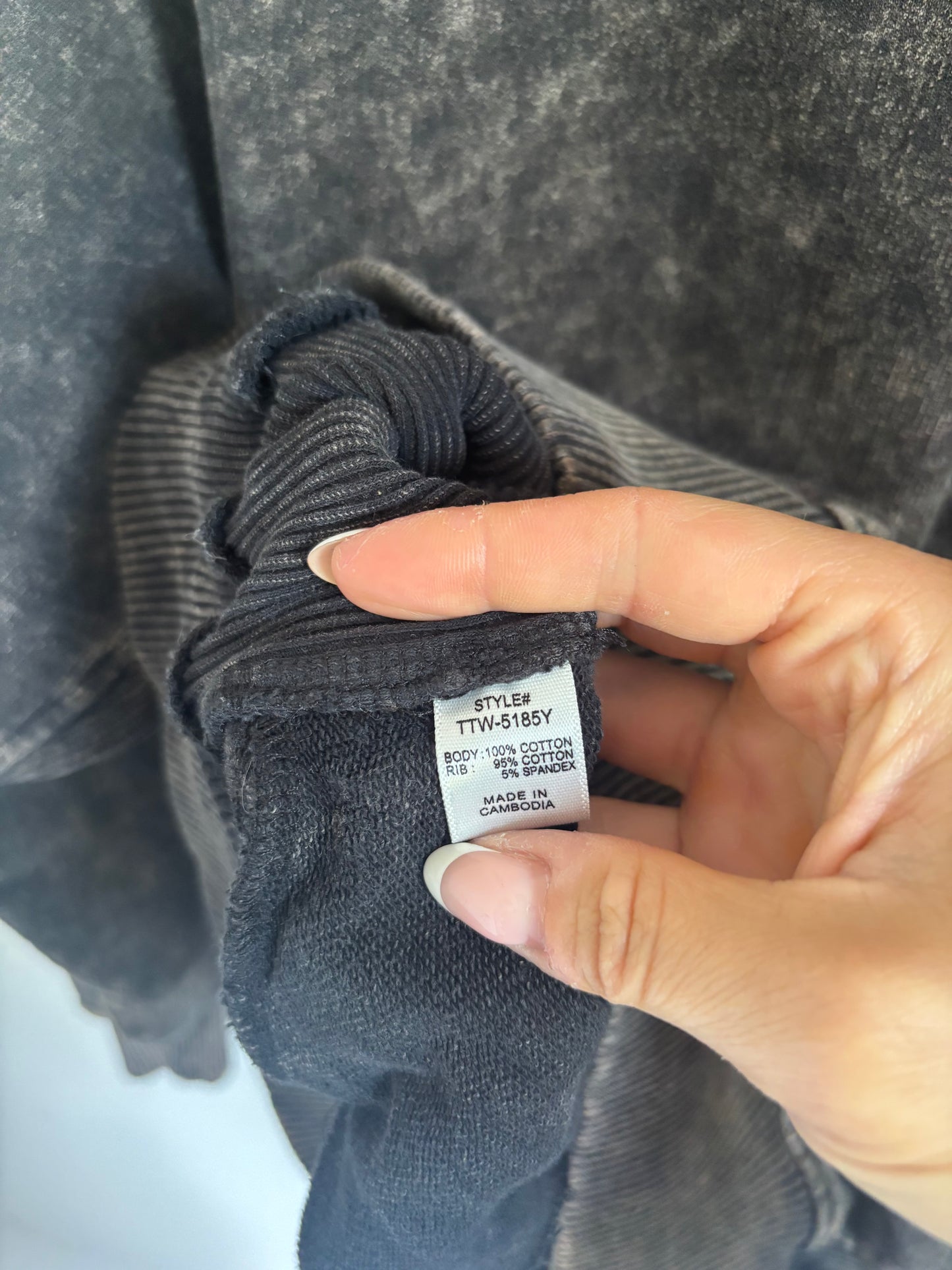 Zenana Acid Wash Black Sweater | Medium