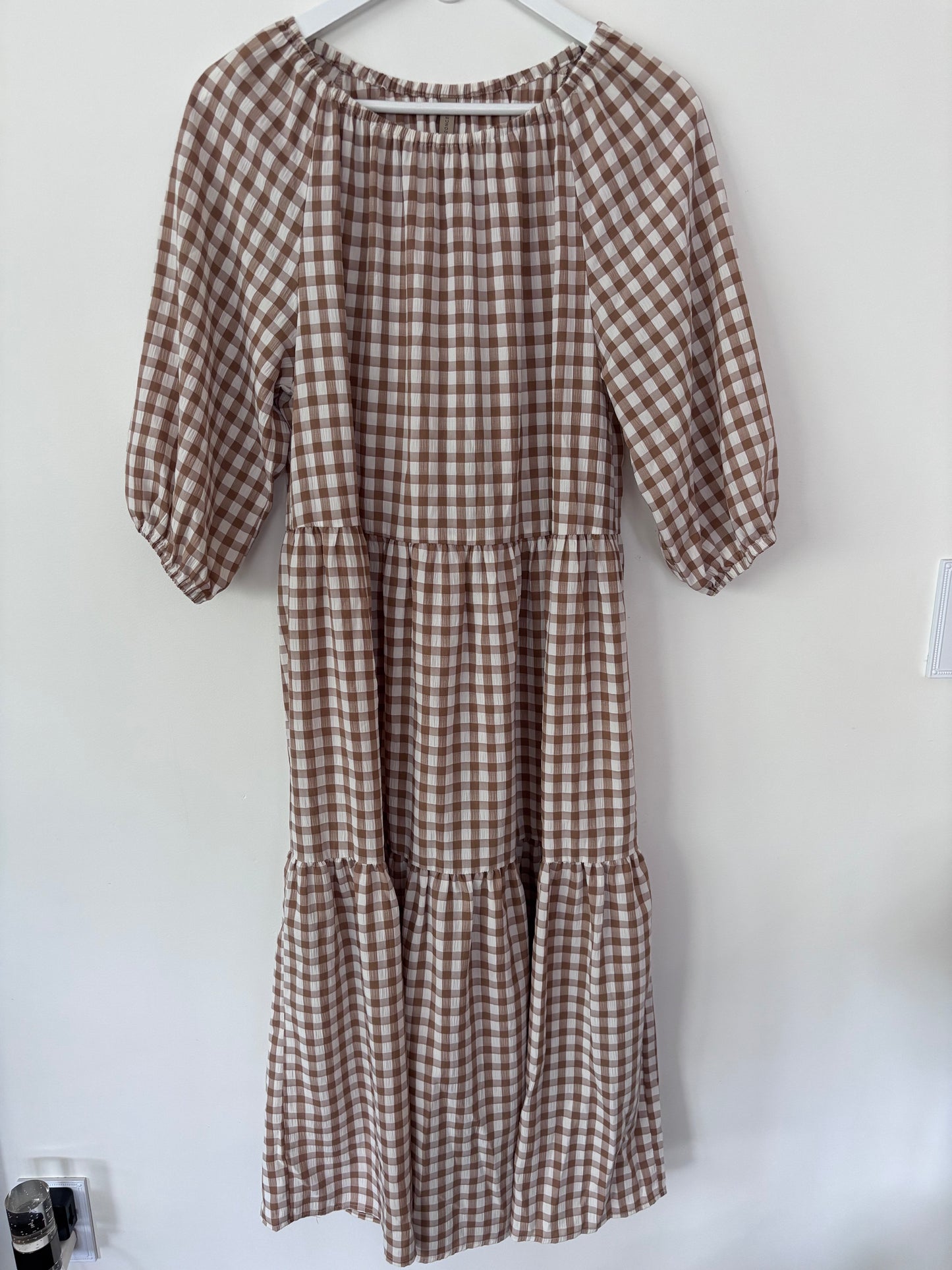 SoyaConcept Brown/White Gingham Dress | Sz XS (Fits small/medium)