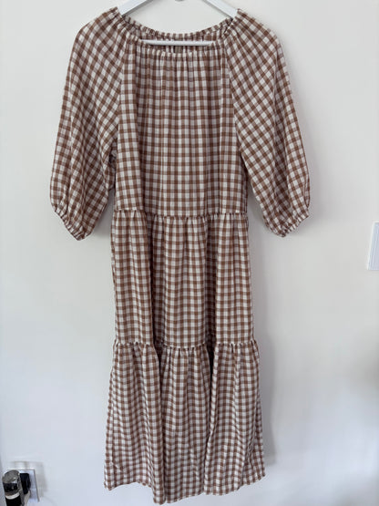 SoyaConcept Brown/White Gingham Dress | Sz XS (Fits small/medium)