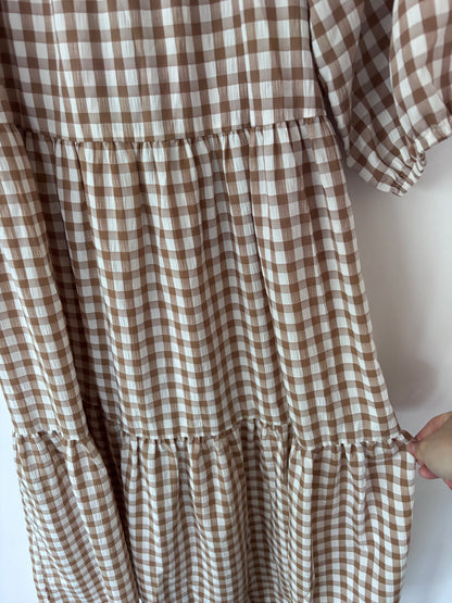 SoyaConcept Brown/White Gingham Dress | Sz XS (Fits small/medium)