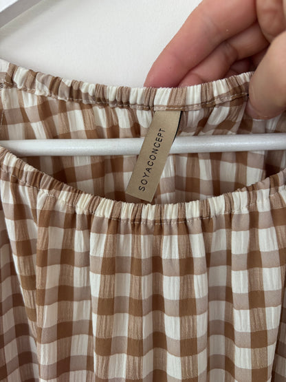 SoyaConcept Brown/White Gingham Dress | Sz XS (Fits small/medium)