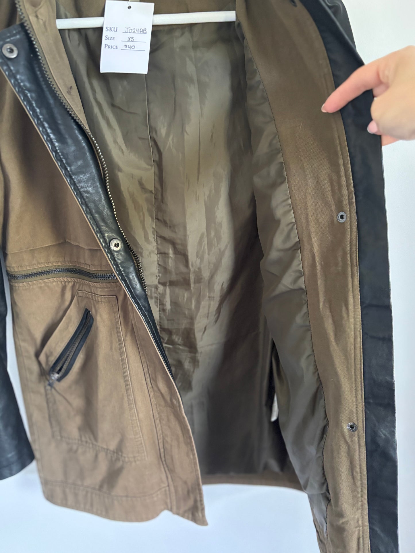 John + Jenn Faux Leather Panel Jacket | XS (would fit a small)