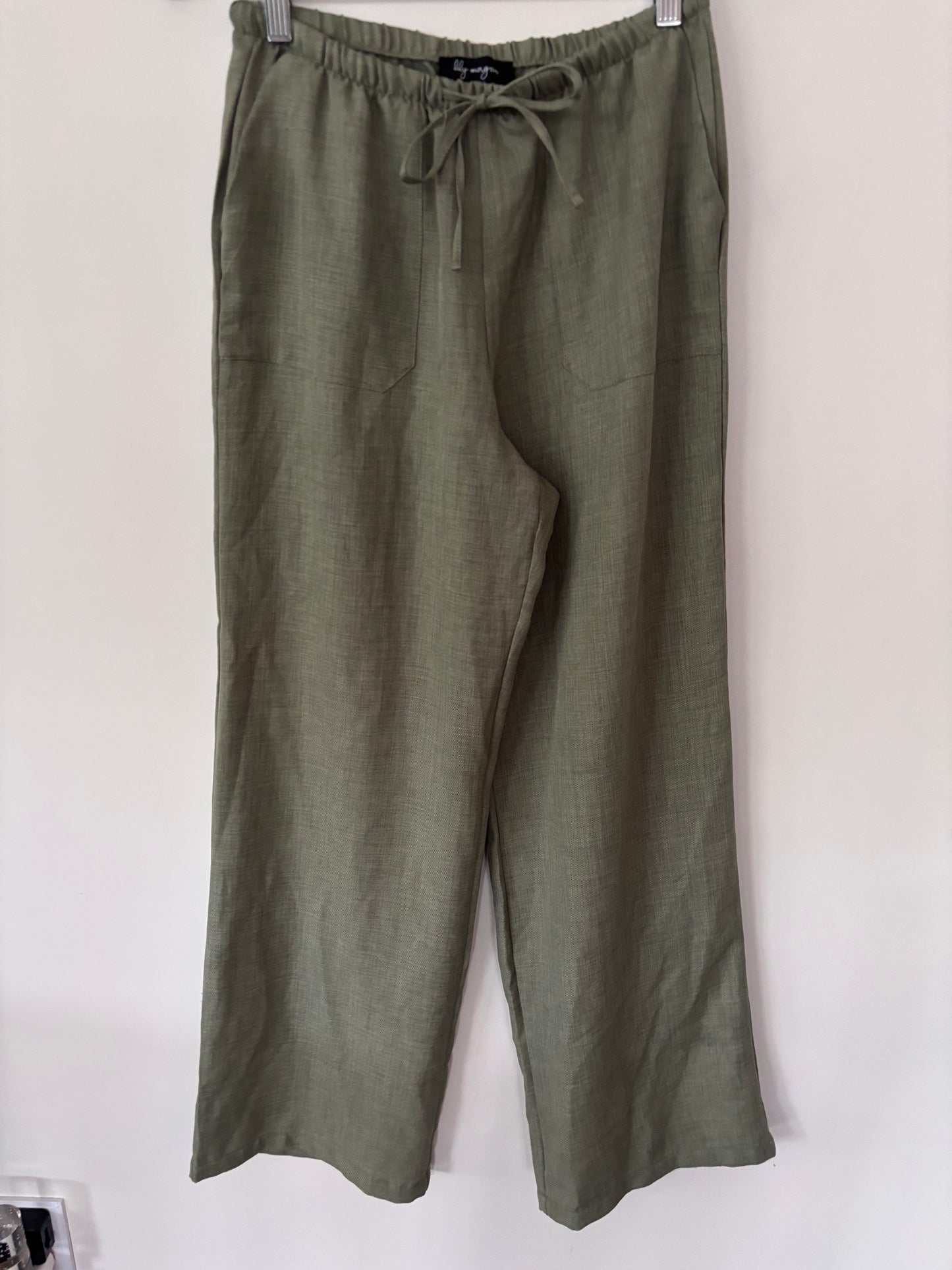 Lily Morgan Wide Leg Green Drawstring Pants | Sz Small