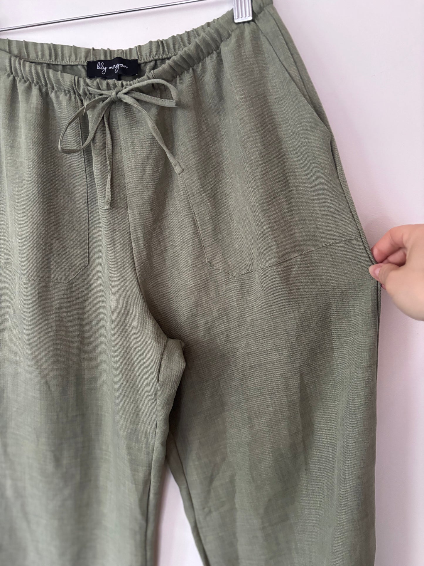 Lily Morgan Wide Leg Green Drawstring Pants | Sz Small
