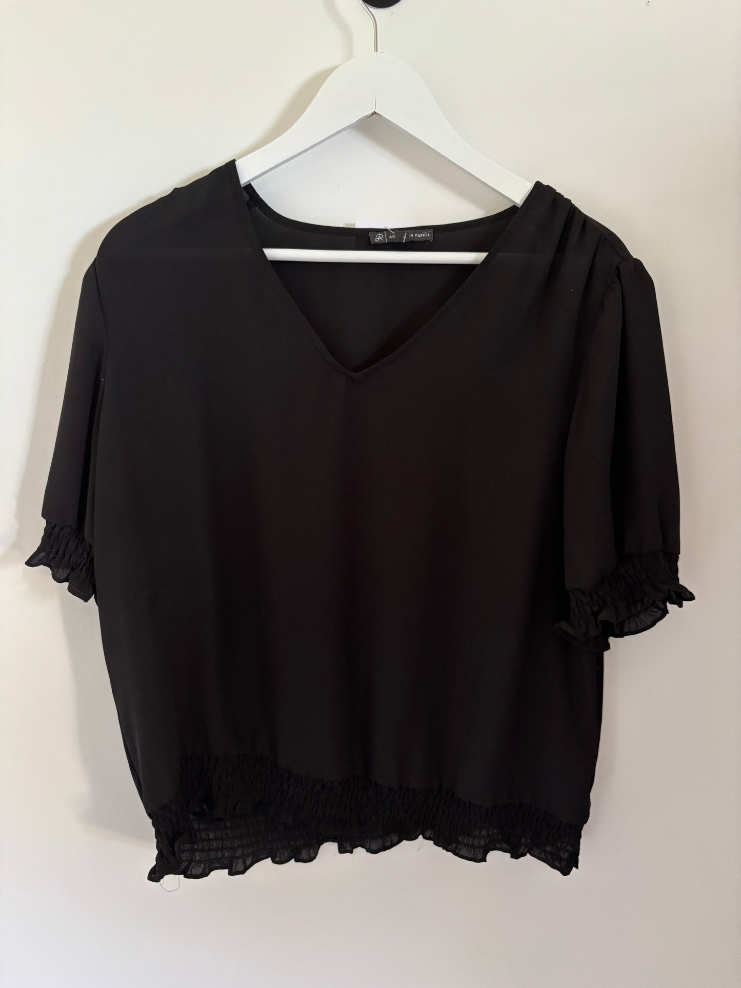 Adrianna Papell Smocked Hem Blouse | Large