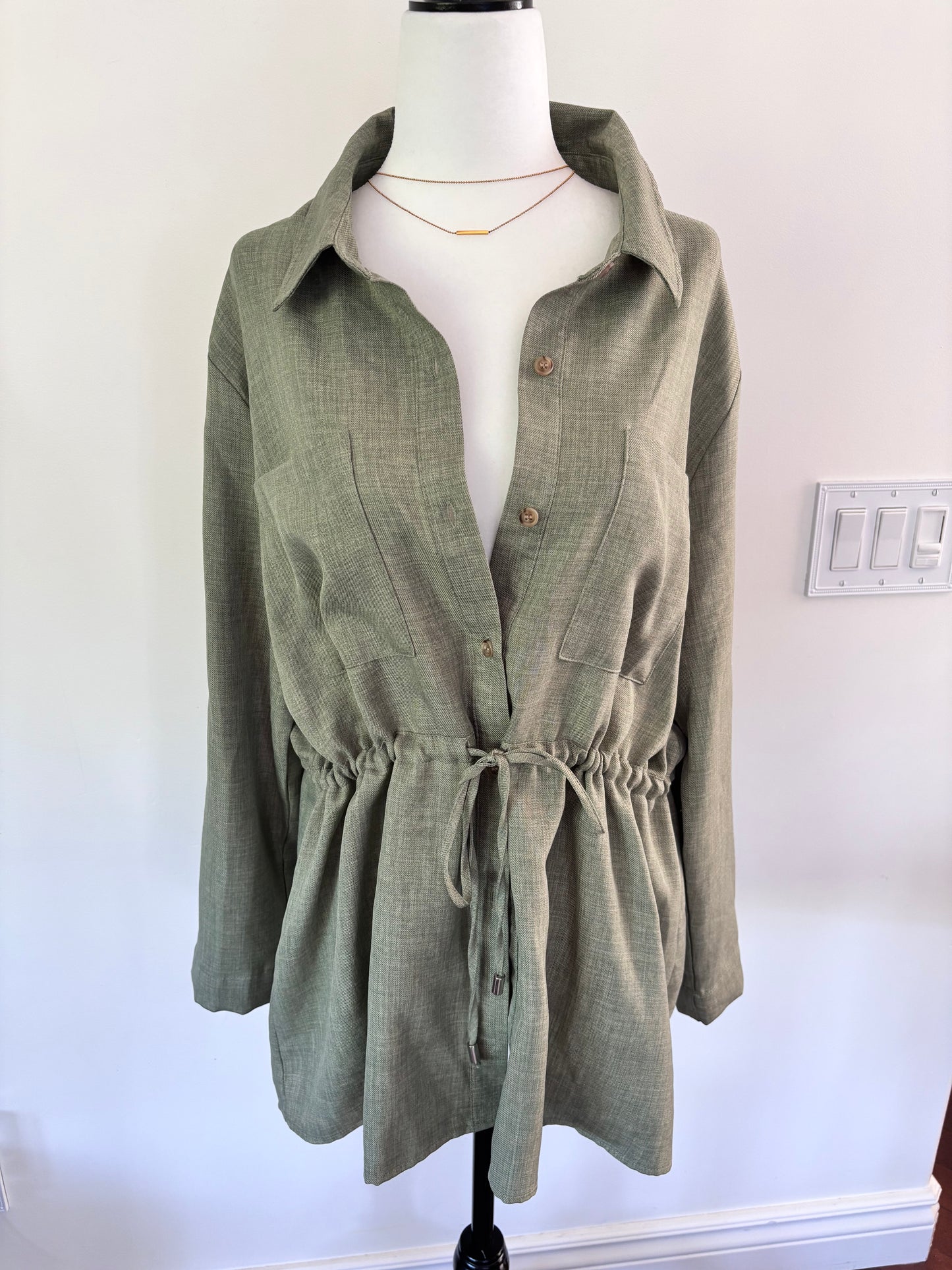 Lily Morgan Button Up Drawstring Top | Sz XL (matches pants sz Small)