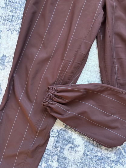 MPG Brown Pinstripe Pants | Large (fits medium)