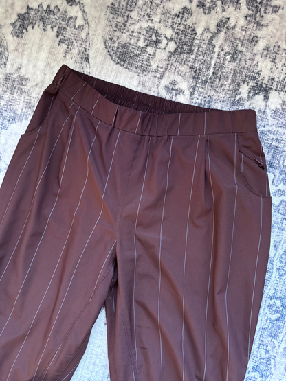 MPG Brown Pinstripe Pants | Large (fits medium)