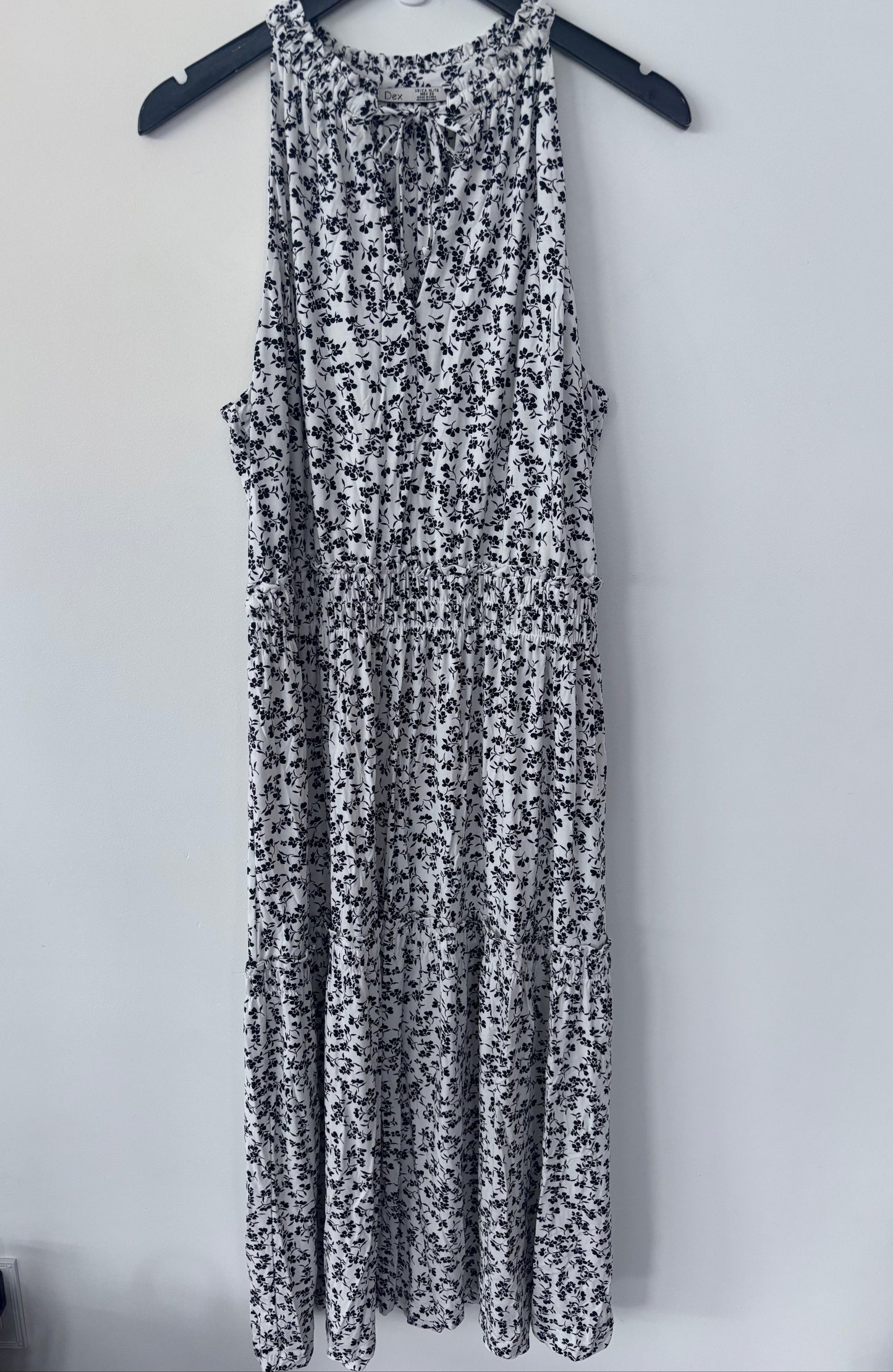 Dex Black/White Tiered Halter Dress | Sz XL