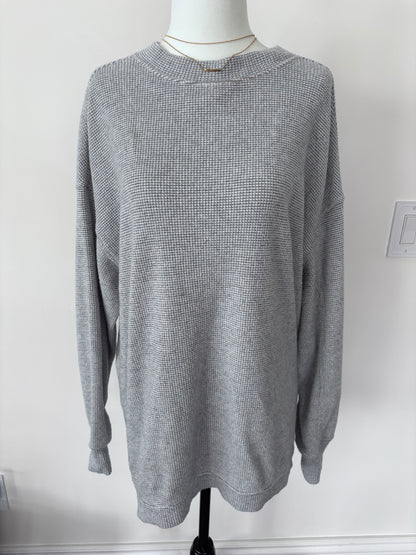 Aerie Grey Textured Crewneck | Sz XS (fits M or L)