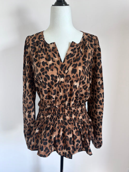 She + Sky leopard Top | Sz Small