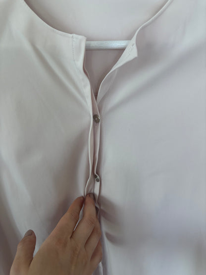 Lululemon Solo Blouse *Full Button Up Cream/Pink | Sz Small