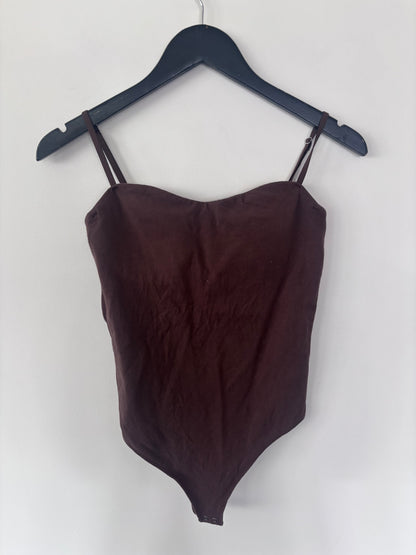 A&F Brown Sweetheart Neckline Bra-Free Bodysuit | Sz Medium