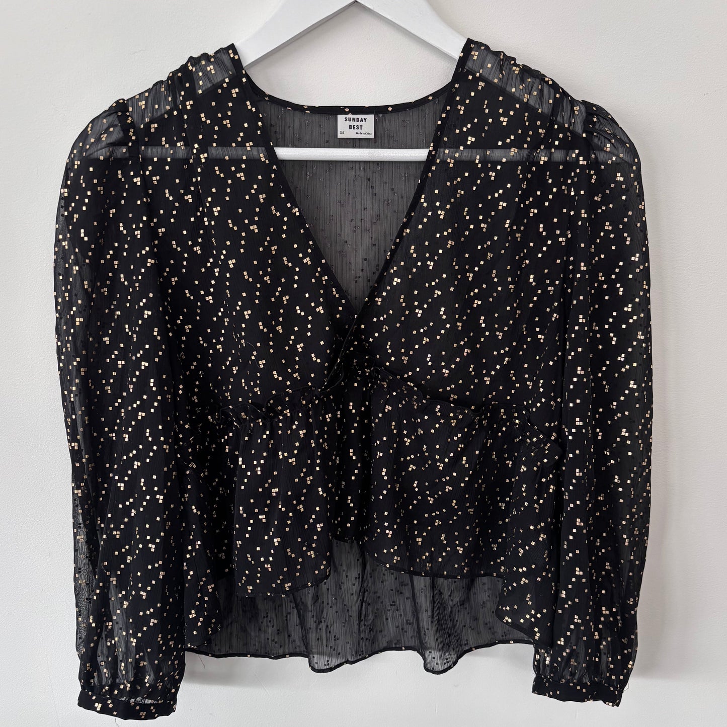 Sunday Best Sheer Ruffle Jinx Blouse | Sz XS (Oversized)(M167K6)