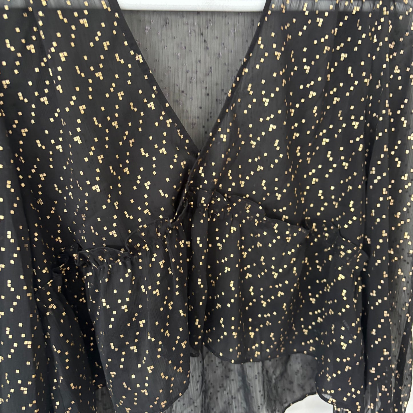 Sunday Best Sheer Ruffle Jinx Blouse | Sz XS (Oversized)(M167K6)