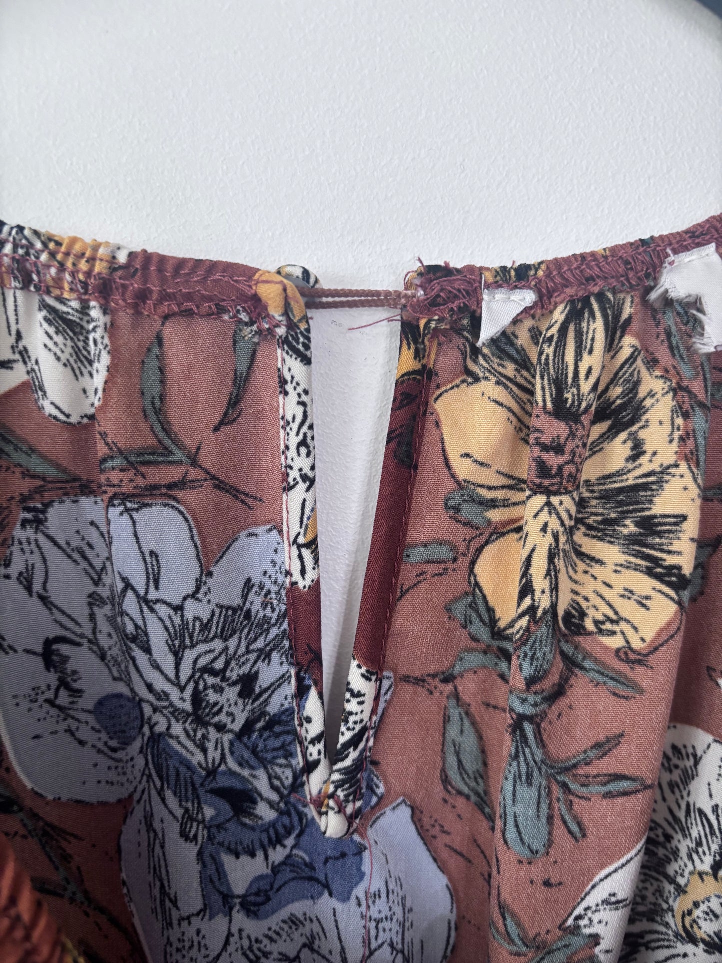 HLA Brown Floral Tiered Dress | Sz Small