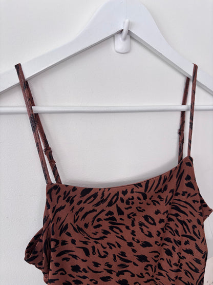 A New Day Leopard Print Ruched Midi Slip Dress NWT | Sz XS (M172K6)