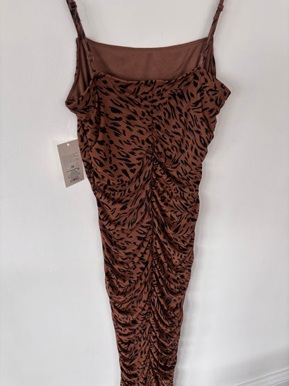 A New Day Leopard Print Ruched Midi Slip Dress NWT | Sz XS (M172K6)