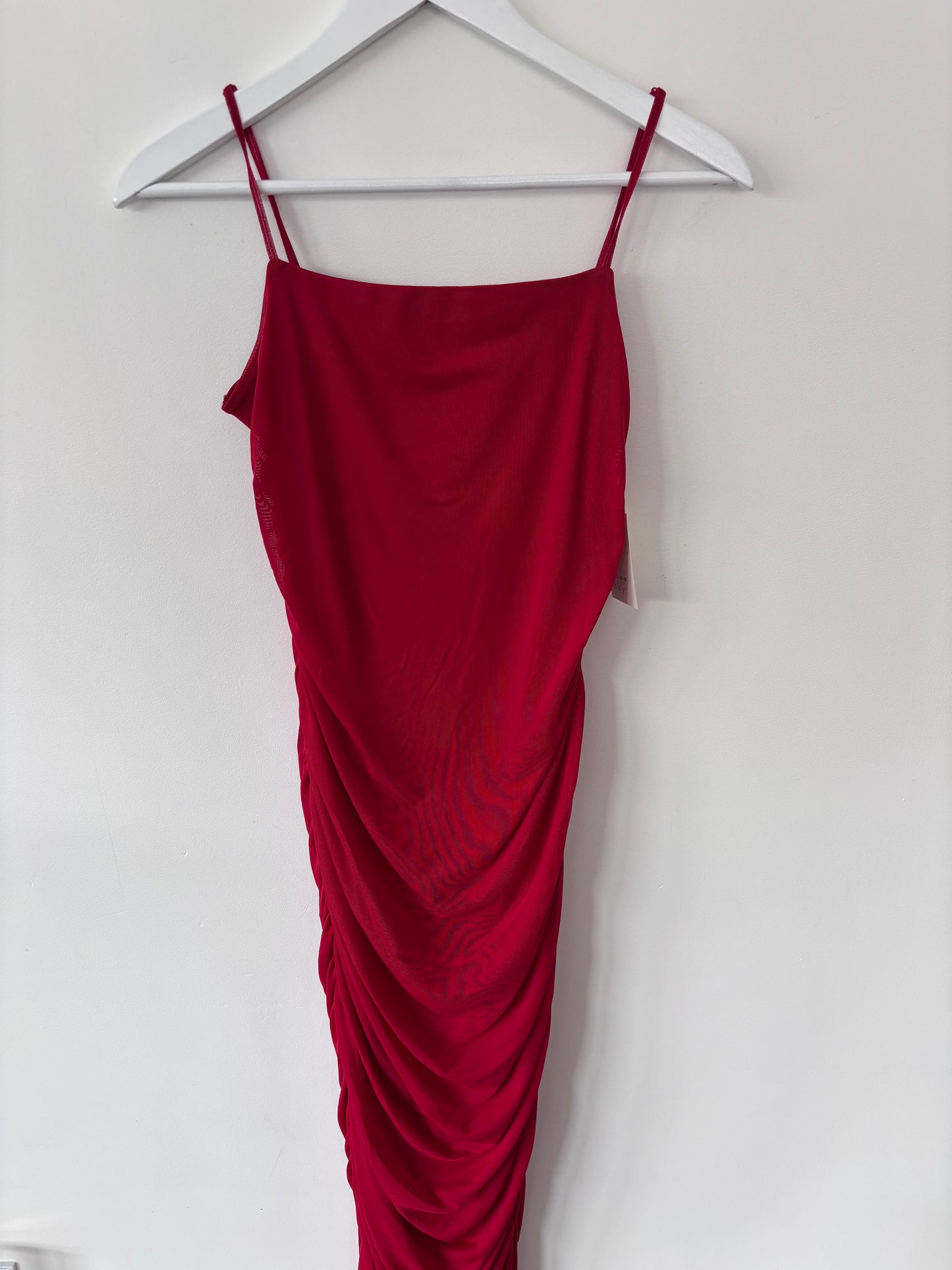 A New Day Red Ruched Midi Slip Dress NWT | Sz Small (M171K6)