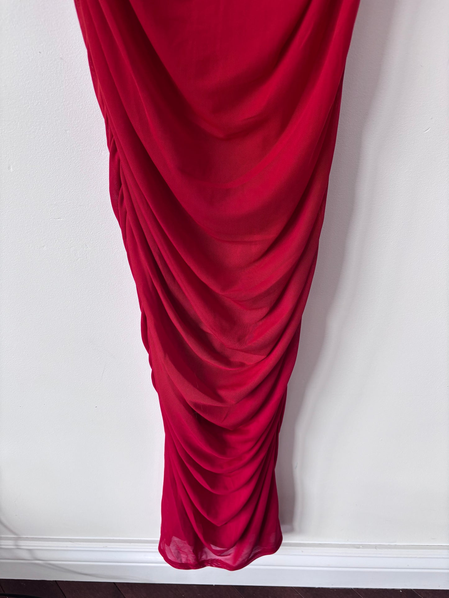 A New Day Red Ruched Midi Slip Dress NWT | Sz Small (M171K6)