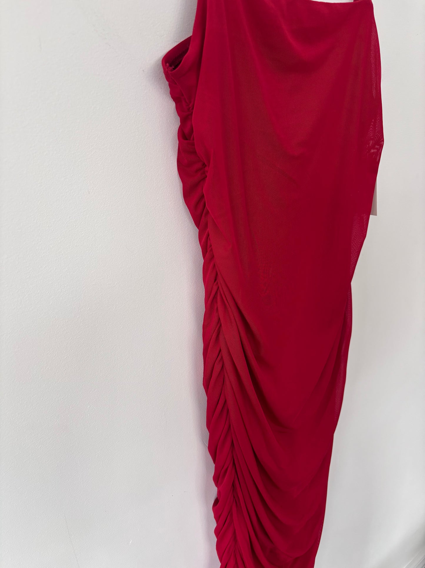 A New Day Red Ruched Midi Slip Dress NWT | Sz Small (M171K6)