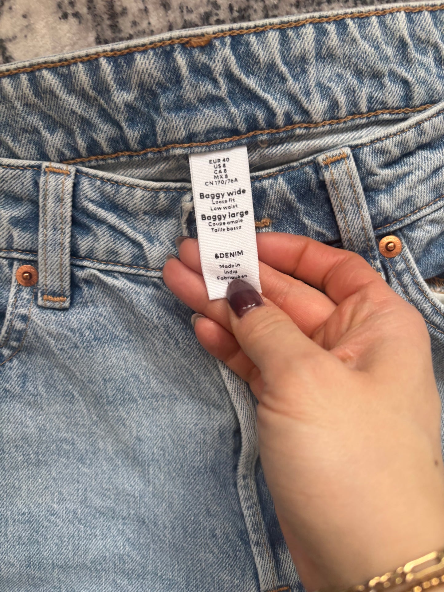 H&M Baggy Wide Loose Low Rise Denim | Sz 8 (N99S20)