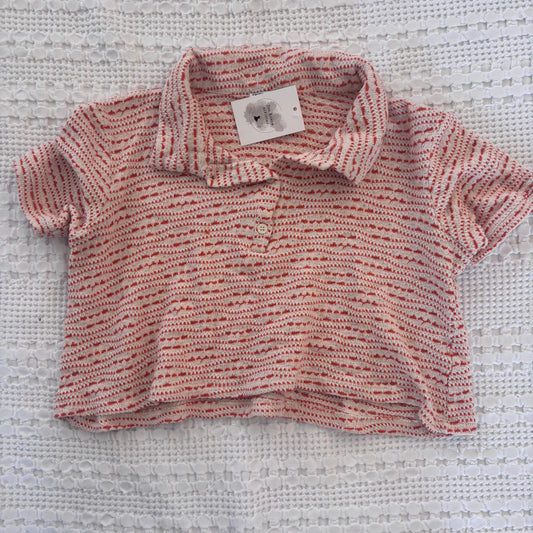 Zara Orange Printed Henley | Sz Small
