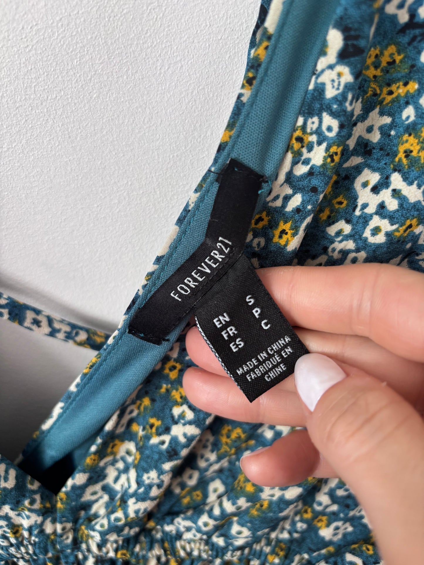 Forever21 Cut Out Green Floral Dress | Sz Small