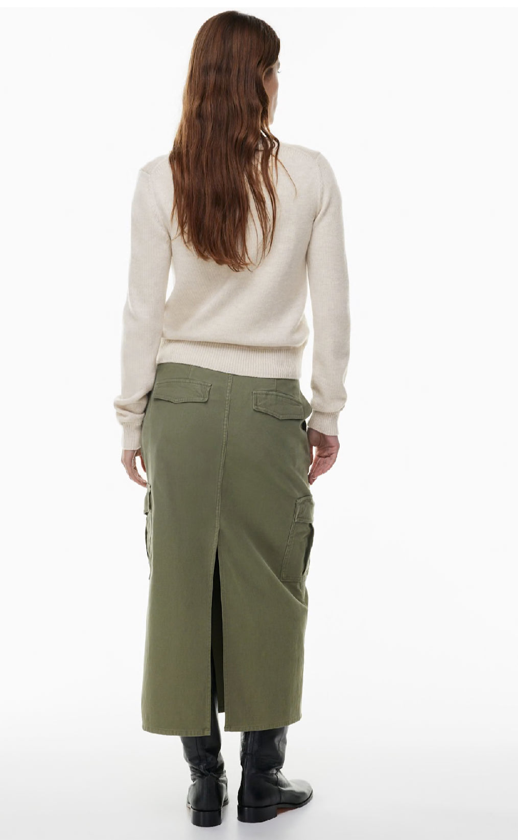 Wilfred / Aritzia Ether Cargo Maxi Skirt in Army Green | 8