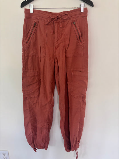 AE Dreamy Drape Linen-Blend Baggy Wide-Leg Cargo Pants | Sz 8