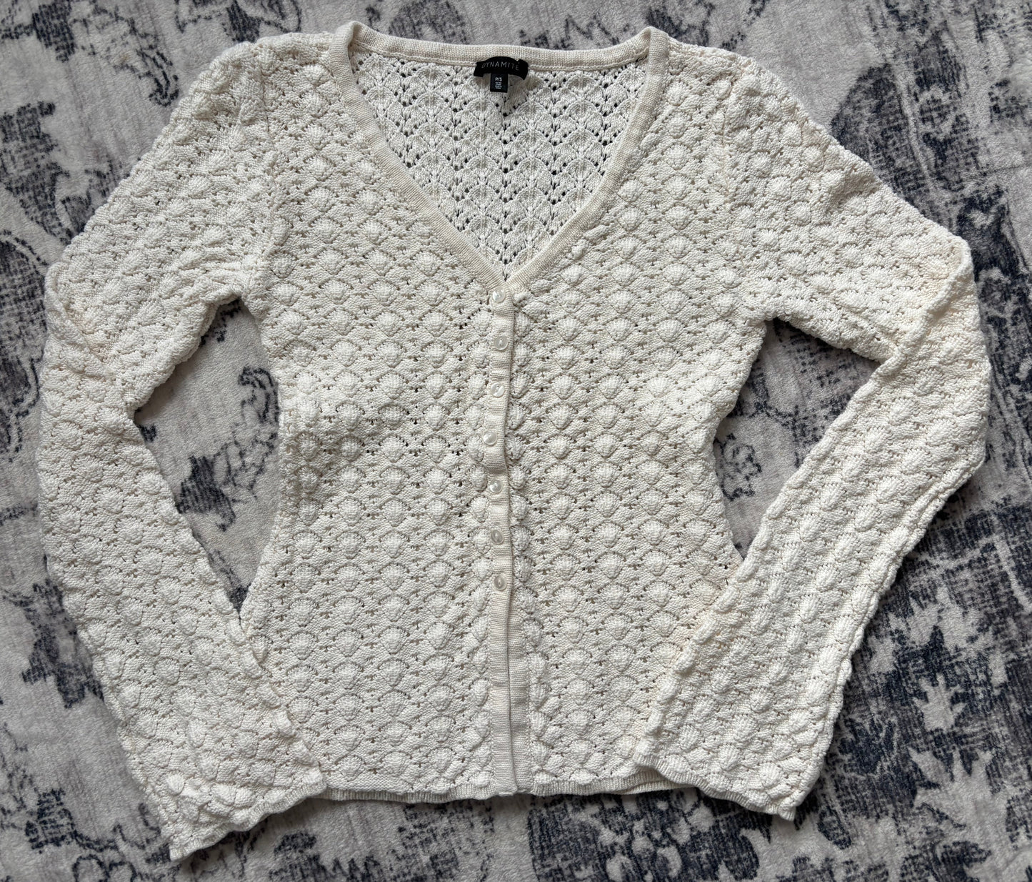 Dynamite Cream Crocheted Cardigan | Sz Small (D028L4)