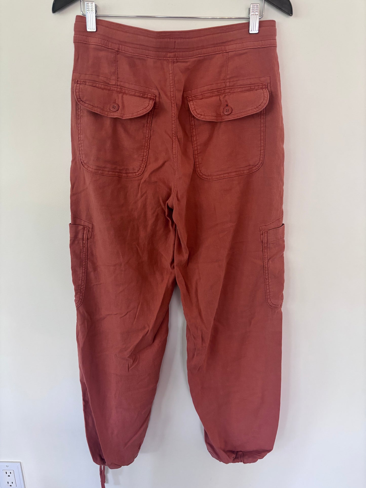 AE Dreamy Drape Linen-Blend Baggy Wide-Leg Cargo Pants | Sz 8