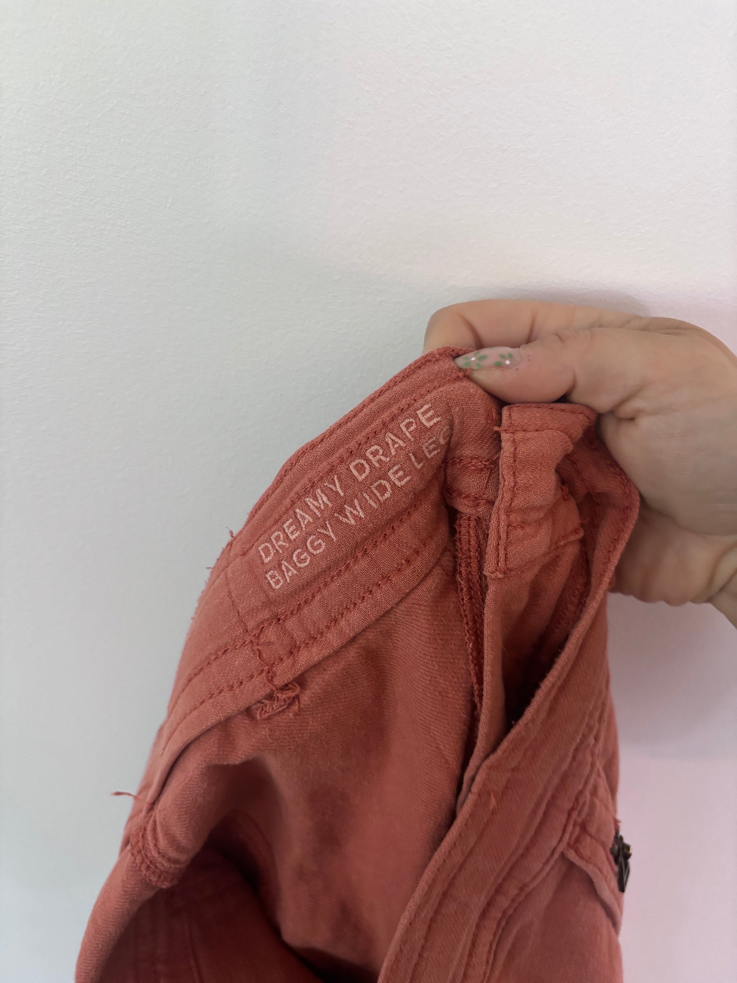 AE Dreamy Drape Linen-Blend Baggy Wide-Leg Cargo Pants | Sz 8