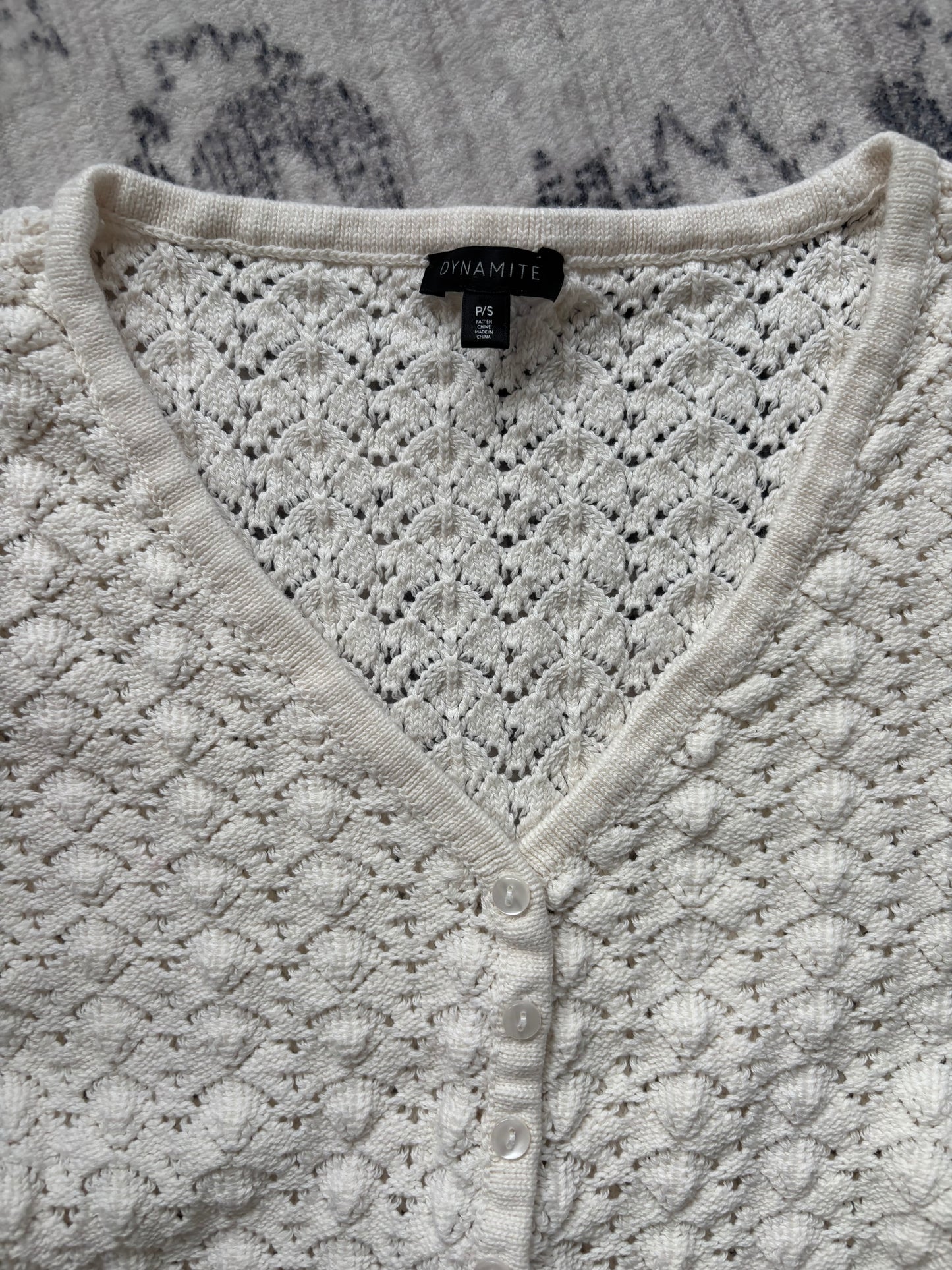 Dynamite Cream Crocheted Cardigan | Sz Small (D028L4)