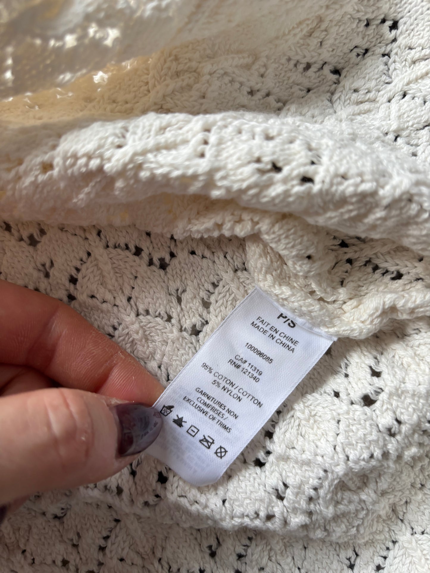 Dynamite Cream Crocheted Cardigan | Sz Small (D028L4)