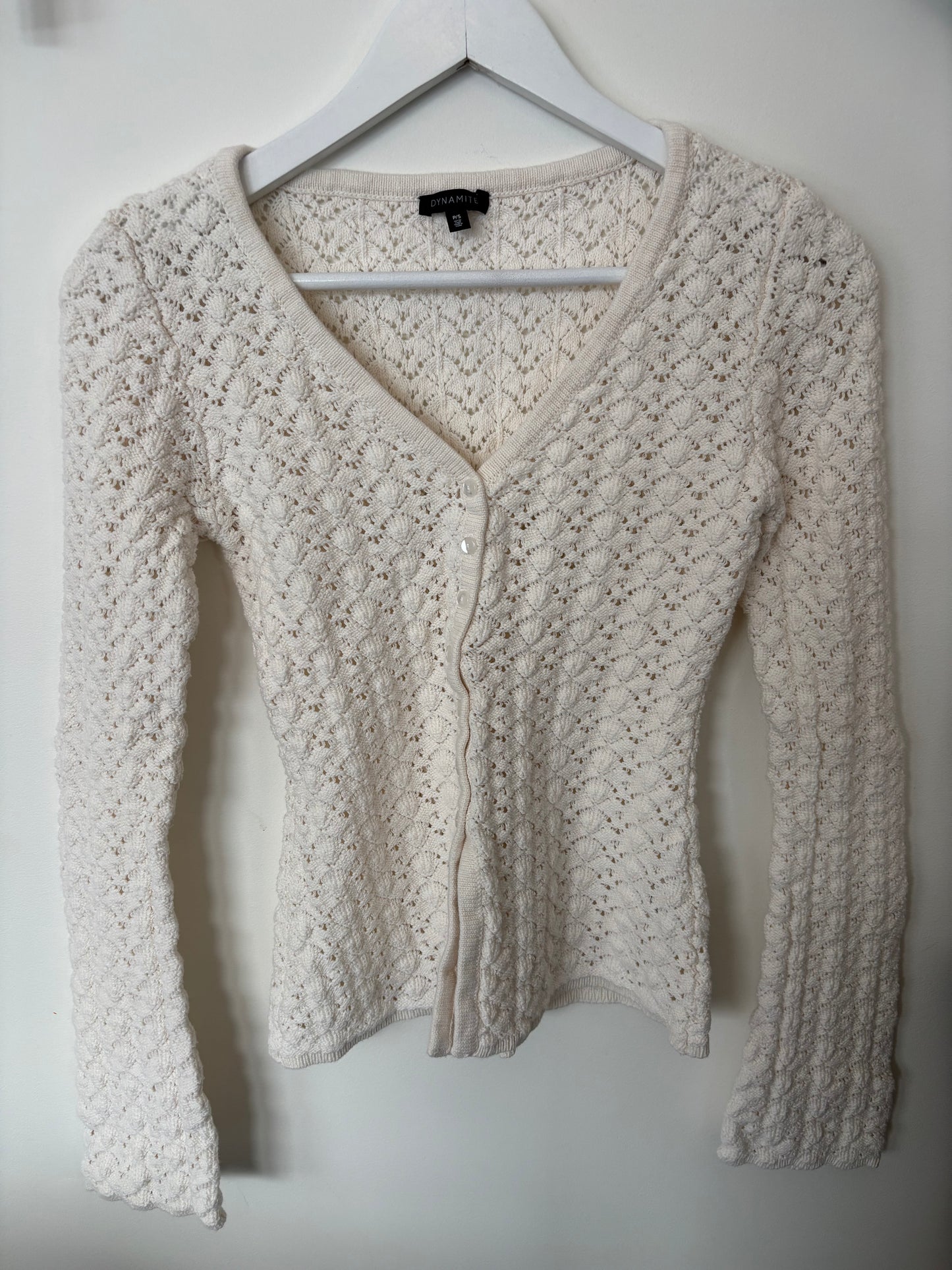 Dynamite Cream Crocheted Cardigan | Sz Small (D028L4)