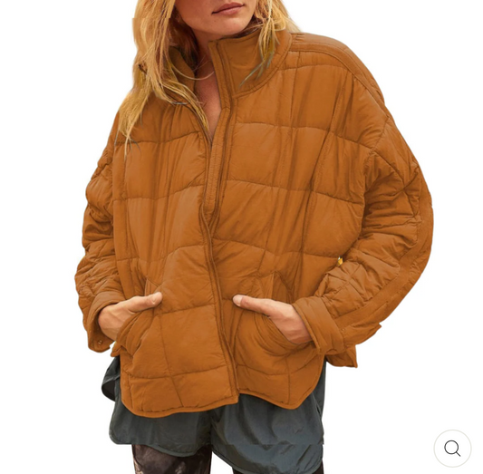 Orange Pullover Puffer Jacket | Small Oversized (May fit like large) (D007R5)