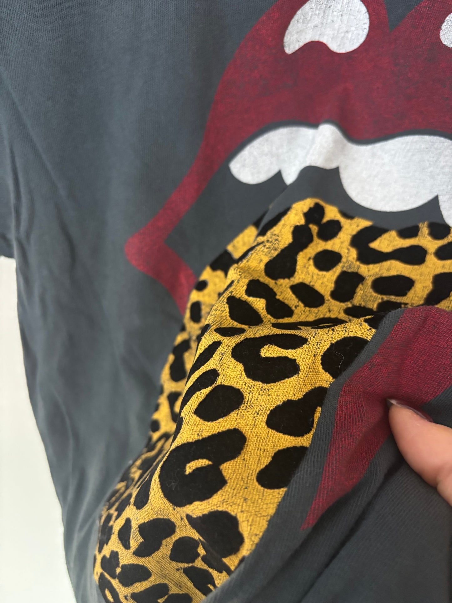 Daydreamer Rolling Stones Flocked Leopard Tongue Tour Tee | Sz XS - Would fit a Small (D103P3)
