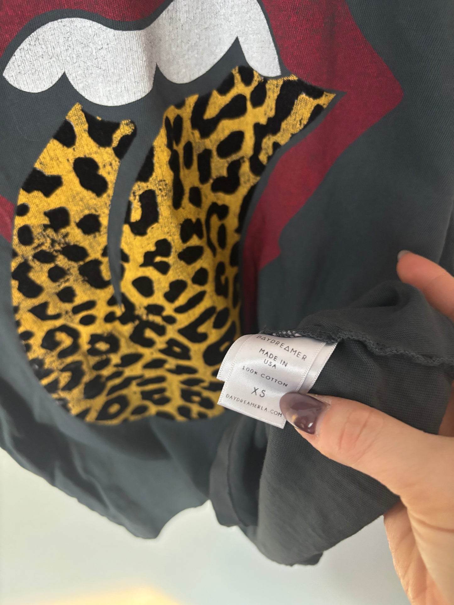 Daydreamer Rolling Stones Flocked Leopard Tongue Tour Tee | Sz XS - Would fit a Small (D103P3)