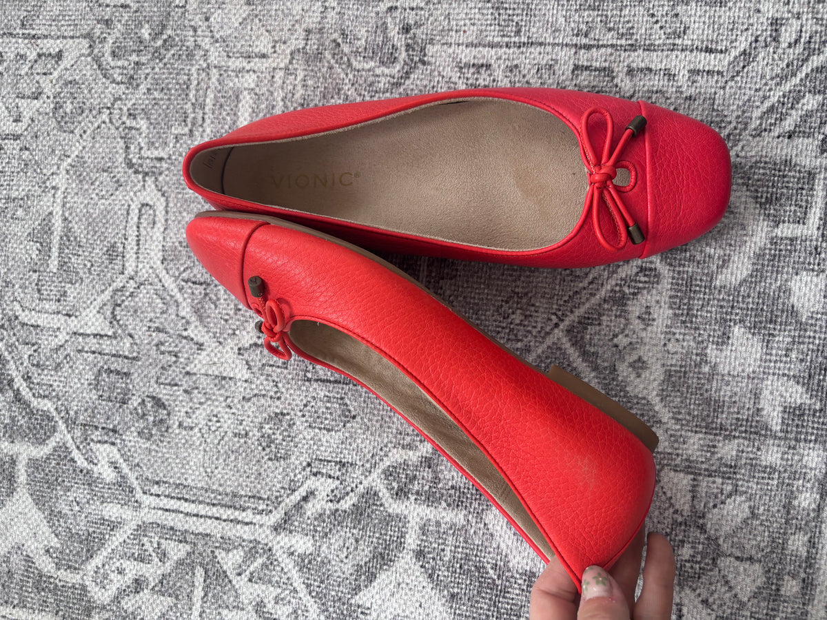 Vionic Red Klara Ballet Flats | Sz 7.5 (fit like 8)