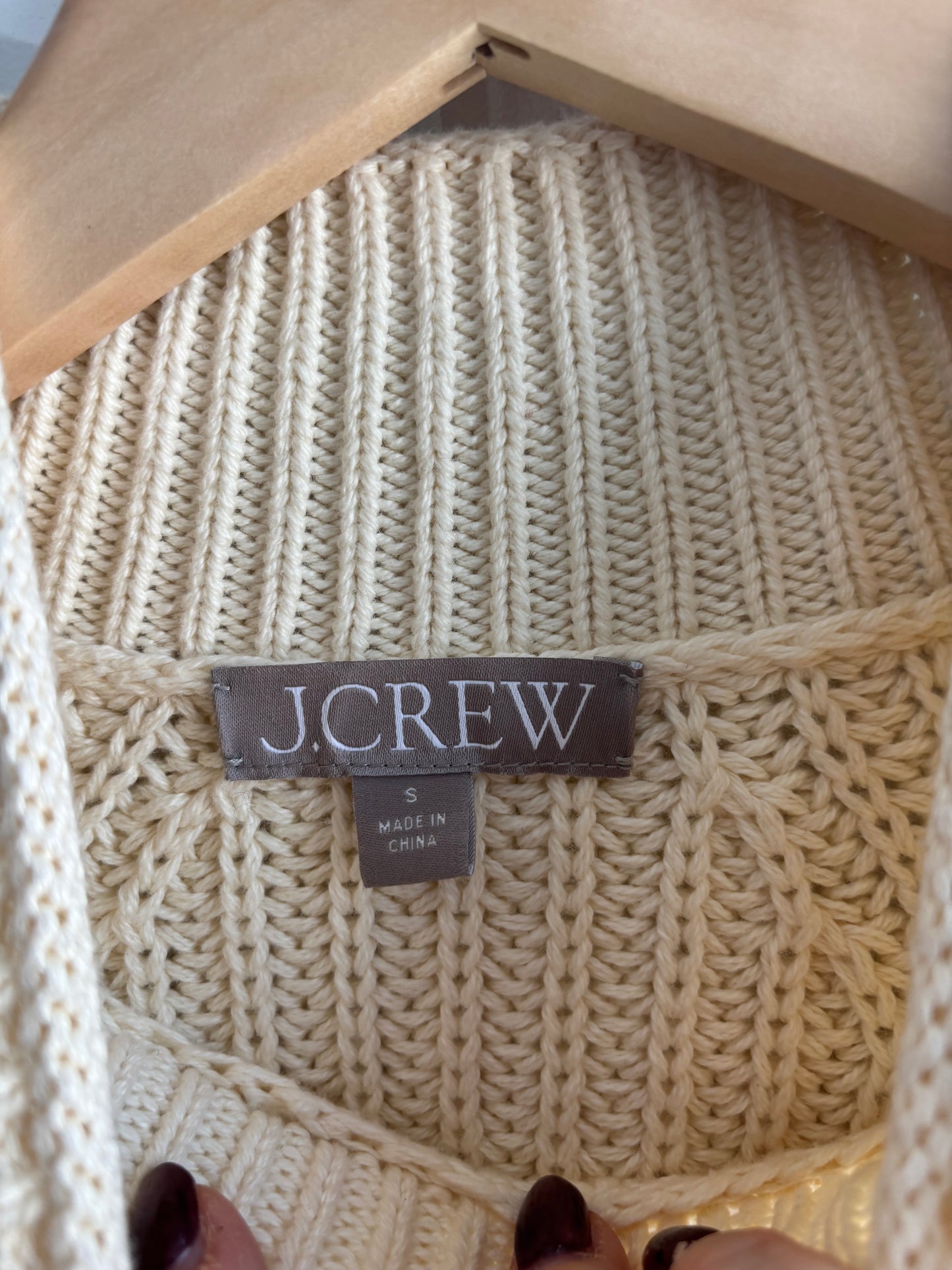J. Crew Ivory Knit Oversized Mock Neck Sweater | Small