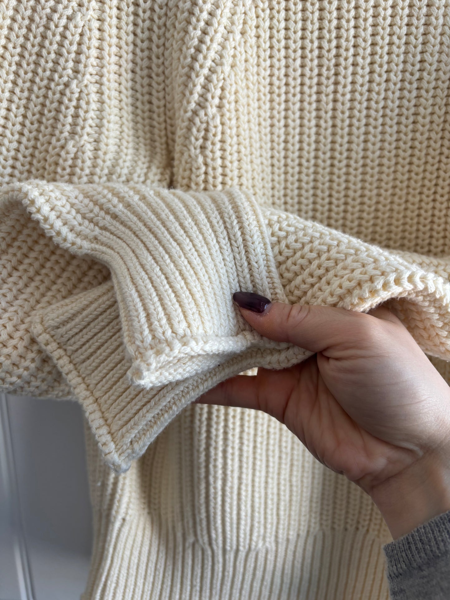 J. Crew Ivory Knit Oversized Mock Neck Sweater | Small