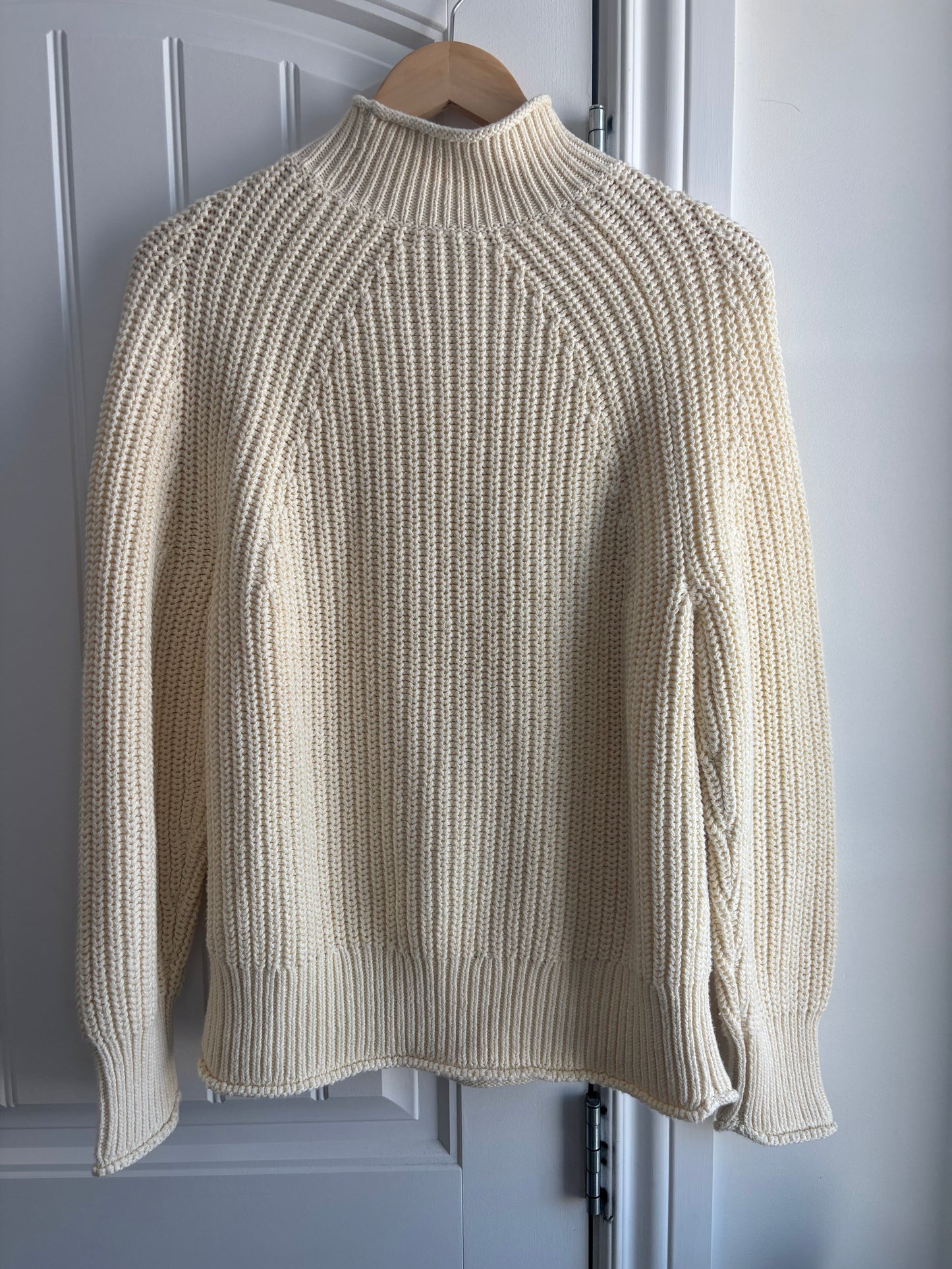 J. Crew Ivory Knit Oversized Mock Neck Sweater | Small