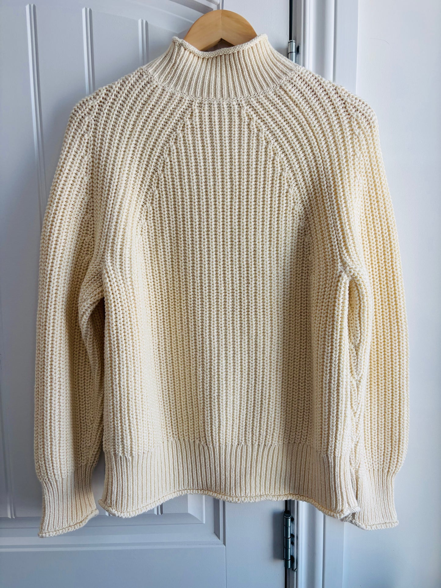 J. Crew Ivory Knit Oversized Mock Neck Sweater | Small